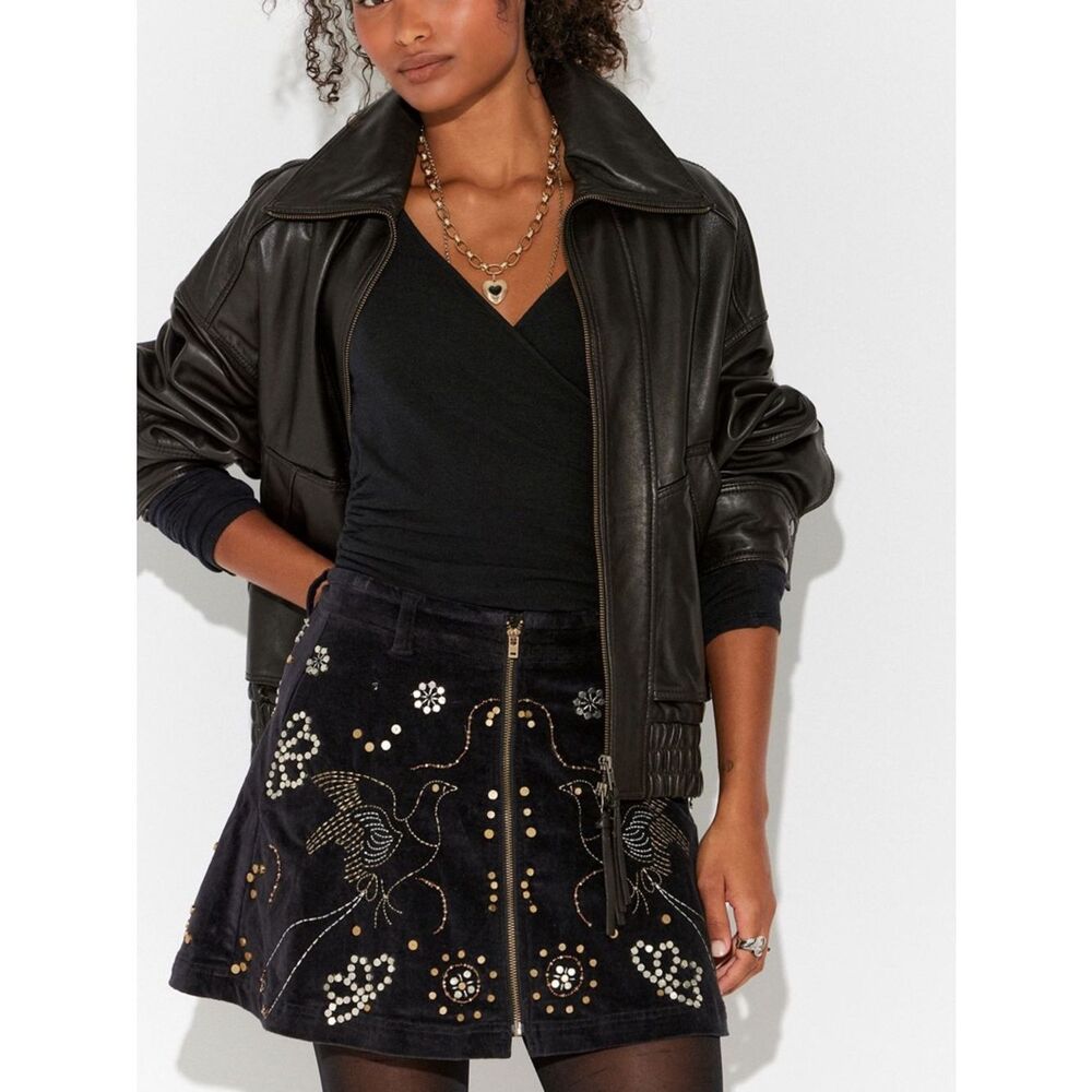 Free People Quetzal Embellished Mini
Skirt- Black